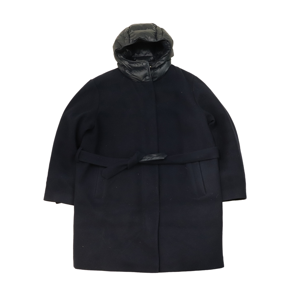 Vintage Norwegian Wool Hooded Belted Coat Size L
